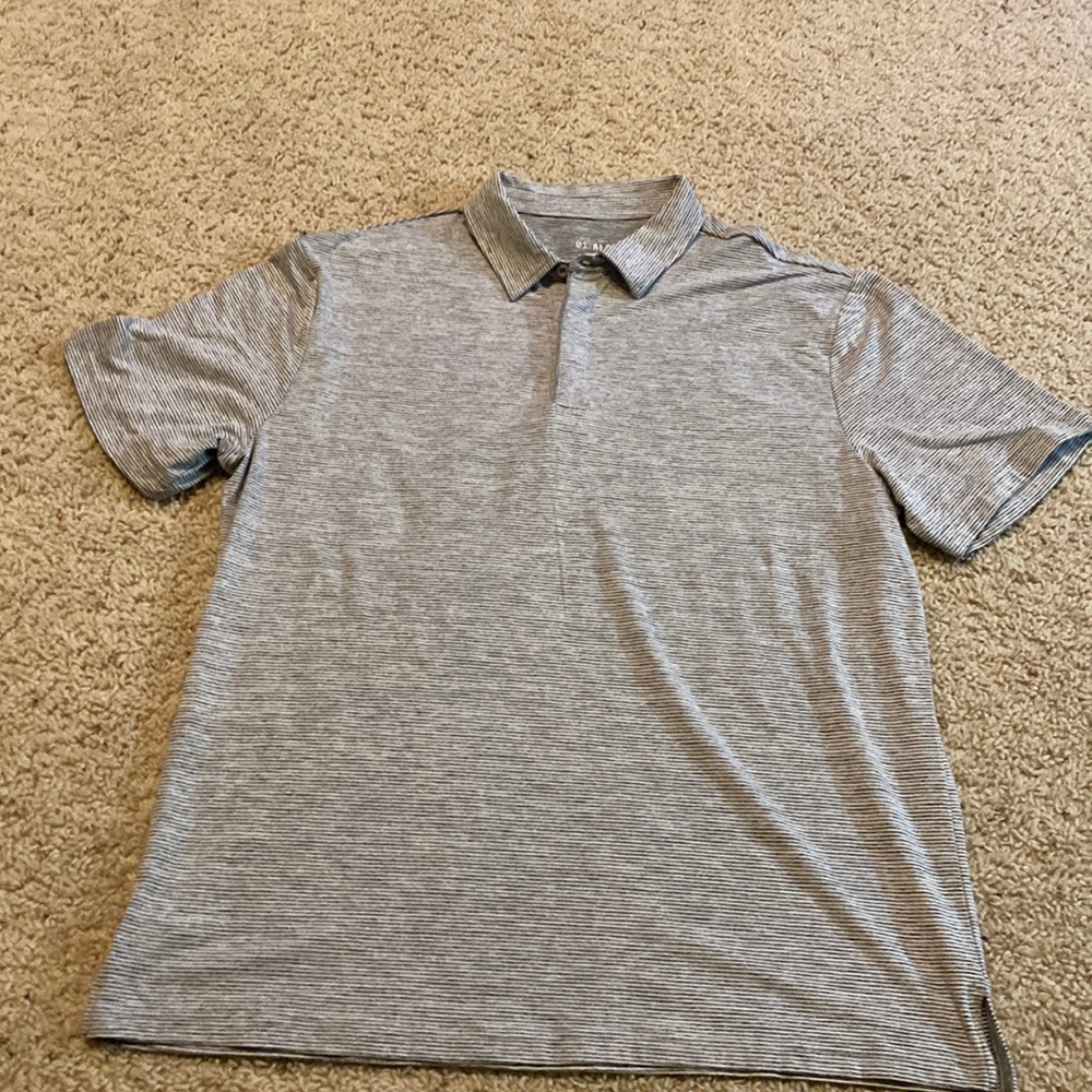 01.ALGO grey performance polo grey white stripe XL